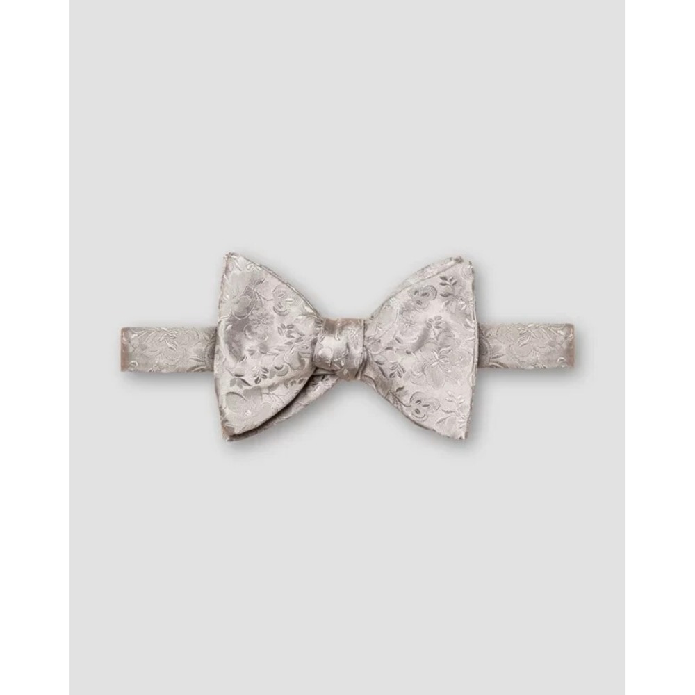 ETON mens Floral Jacquard Silk Bow‎ Tie Light Gray Self Tied New